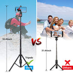 Selfie Stick Tripod,54 Inch Extendable Camera Tripod for Cellphone,Wireless Remote for Apple & Android Devices,Compatible with iPhone 6 7 8 X Plus,Samsung Galaxy S9 Note8,Gopro Adapter Included