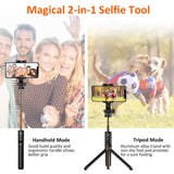 Selfie Stick Tripod, Matone Bluetooth Selfie Stick with Tripod Stand and Detachable Remote, Extendable Monopod for iPhone X/XS Max/XR/8 Plus/7/6S Plus, Galaxy S10/S10 Plus/S10e, GoPro & Action Cameras