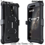 LG K30 / LG Premier Pro LTE/LG Harmony 2 case, COVRWARE [ Aegis Series ] with Built-in [Screen Protector] Heavy Duty Full-Body Rugged Holster Armor Case [Belt Swivel Clip][Kickstand], Black