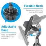 Macally Adjustable Automobile Cup Holder Phone Mount for iPhone Xs XS Max XR X 8 8+ 7 7 Plus 6s Plus 6s SE Samsung Galaxy S9 S9+ S8 S7 Edge S6 S5 Note 5, Xperia iPod, Smartphones, MP3, GPS (MCUPMP)
