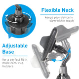 Macally Adjustable Automobile Cup Holder Phone Mount for iPhone Xs XS Max XR X 8 8+ 7 7 Plus 6s Plus 6s SE Samsung Galaxy S9 S9+ S8 S7 Edge S6 S5 Note 5, Xperia iPod, Smartphones, MP3, GPS (MCUPMP)