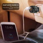 IMDEN Bluetooth FM Transmitter for Car, QC3.0 Wireless Bluetooth FM Radio Adapter Music Player FM Transmitter / Car Kit with Hands-free Calling and 2 USB Ports Charger Support USB Drive