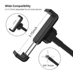 MeeQee Cell Phone Holder with Selfie Ring Light for Live Stream, Dimmable 3 Light Mode with Flexible Arms Phone Clip Holder Lazy Bracket Desk Lamp for Makeup, Youtube, Bedroom, Office, Kitchen - Black