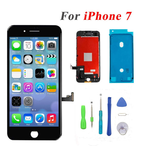 QTlier Screen Replacement for iPhone 7 LCD Display and Touch Screen Digitizer Replacement Full Assembly with Repair Tool Kit(Black, 4.7Inch, for iPhone 7)
