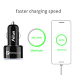 Ailun Fast Car Charger,Qualcomm Quick Charge 3.0 Adapter,Dual USB Port 35W,for Mobile Device,Compatible with iPhone X/Xs/XR/Xs Max /8/8Plus/7,6 6s, Galaxy s10 s10plus,S9 S9+ [Blue Light]