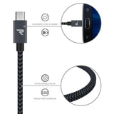 RAMPOW Micro USB Cable Android, [6.5ft] Sync and Fast Charging, Nylon Braided Samsung USB Cable - Android Charger Cable Compatible Samsung Galaxy S7/S6/J7, Moto, Kindle, PS4 and more - Space Gray