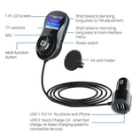 SONRU Bluetooth FM Transmitter for Car, MP3 Player Bluetooth Handsfree Car Kit Wireless Radio Audio Adapter, 1.44 Inch LED Display, Dual USB Ports A2DP Crystal Sound Quality
