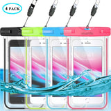 Waterproof Phone Pouch, Universal Waterproof Phone Case, Dry Bag Snowproof Outdoor for iPhone Xs Max/Xr/Xs/X/8/8 Plus/7/7Plus/6/6s Plus, Samsung Galaxy S10 S9+, Note, MOTO, up to 6.5'',Luminous-4 Pack