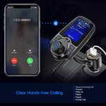 Nulaxy KM18 [Upgraded Version] Car Bluetooth FM Transmitter, 1.8" Color Screen Wireless Radio Adapter with QC3.0 & 5V/2.4A Charging, Handsfree Call, Support TF Card, Aux Play, EQ Modes