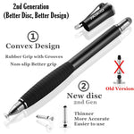 MEKO (2nd Generation) [2 in 1 Precision Series] Disc Stylus Pen for iPhone, iPad Pro/Mini/Air, Samsung Galaxy Note and All Touch Screen Devices Bundle with 6 Replacement Tips,Pack of 2(Black/Black)