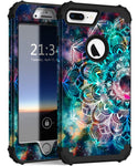 Hocase iPhone 8 Plus Case, iPhone 7 Plus Case, Heavy Duty Shockproof Protection Hard Plastic+Silicone Rubber Hybrid Protective Case for iPhone 7 Plus/iPhone 8 Plus - Mandala in Galaxy