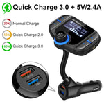 (Upgraded Version) Bluetooth FM Transmitter, Sumind Wireless Radio Adapter Hands-Free Car Kit with 1.7 Inch Display, QC3.0 and Smart 2.4A Dual USB Ports, AUX Input/Output, TF Card Mp3 Player