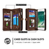 Leather Wallet Magnetic Phone Case Detachable Case with Card Holder Flip Cover for IPhone XS, Brown