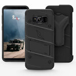 Zizo Bolt Series Compatible with Samsung Galaxy S8 Case Military Grade Drop Tested with Tempered Glass Screen Protector, Holster Black