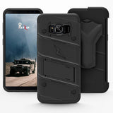 Zizo Bolt Series Compatible with Samsung Galaxy S8 Case Military Grade Drop Tested with Tempered Glass Screen Protector, Holster Black