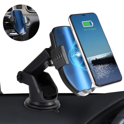 Wireless Car Charger Mount, 7.5W /10W Qi Fast Charging, Auto-Clamping Dashboard & Air Vent Phone Holder, Compatible Samsung Galaxy S10/S9/S9+/S8/S8+/S7/S6 Edge/Note 9/8 iPhone Xs Max/Xs/XR/X/8/8 Plus
