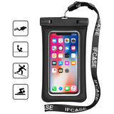 Universal Waterproof Case, IFCASE IPX8 Floating TPU Phone Dry Bag Pouch for iPhone Xs Max/XR/XS/X, iPhone 7/8 Plus, Samsung Galaxy S8+/S9+/S10+, Note 9/8, Pixel 3/2 XL (Black)
