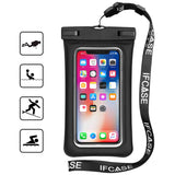 Universal Waterproof Case, IFCASE IPX8 Floating TPU Phone Dry Bag Pouch for iPhone Xs Max/XS/XR/X, iPhone 6/7/8 Plus, Samsung Galaxy S10/S9/S8/S10e, Moto G6/E5 Play/E5 Plus - 2 Pack Black