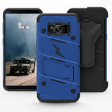 Samsung Galaxy S8 Case, Zizo [Bolt Series] w/ [Galaxy S8 Screen Protector] Kickstand [12 ft. Military Grade Drop Tested] Holster Belt Clip - Galaxy S8 Blue/Black
