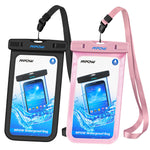 Mpow Universal Waterproof Case, IPX8 Waterproof Phone Pouch Dry Bag Compatible for iPhone X/8/8plus/7/7plus/6s/6/6s Plus Galaxy s8/s7 Google Pixel HTC10 (Black+Pink 2-Pack)