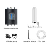 SureCall Fusion4Home Omni/Whip, Cell Phone Signal Booster Kit for All Carriers 3G/4G LTE up to 2,000 Sq Ft - SC-PolyH-72-ORA-Kit
