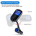 Bluetooth FM Transmitter, IEhotti Big Screen Car Bluetooth Radio Adapter Full FM Car Kit w/3 USB Ports[Fast Charge], HandsFree Calling,Support Bluetooth/U Disk/AUX/TF-Card, Extra 3-in-1 Charging Cable