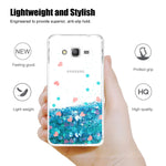 Galaxy Grand Prime Glitter Case, J2 Prime Phone Cases with HD Screen Protector for Girl Woman, Atump Liquid Clear TPU Bumper Back Protective Phone Cases for Samsung Galaxy J2 Prime G530 Blue