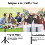 Selfie Stick with Tripod Stand and Remote Control, Extendable 7.3-27 inch Selfie Stick for iPhone X/iPhone 8/8Plus/iPhone 7/7Plus/Galaxy Note8/S8/Plus/S9/plus,Huawei,More,360° Clamp/225° Neck Rotation