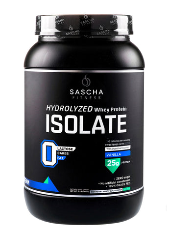 ENTREGA: 10 A 15 DIAS Sascha Fitness Hydrolyzed Whey Protein Isolate,100% Grass-Fed (2 Pounds, Vanilla)