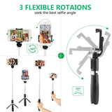 3 in 1 Selfie Stick, BESTTRENDY Bluetooth Extendable Selfie Stick Tripod with Wireless Remote Compatible with Phone X/Phone 8/8 Plus/Sumsung S9 iOS and Android Cellphone(A004)