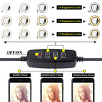 B-Land 6.2" Ring Light with Desktop Stand & Mirror for YouTube Videos & Makeup, LED Camera Selfie Light with Cell Phone Holder, Mini Makeup Mirror with Lights, 3 Modes & 10 Brightness