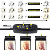 B-Land 6.2" Ring Light with Desktop Stand & Mirror for YouTube Videos & Makeup, LED Camera Selfie Light with Cell Phone Holder, Mini Makeup Mirror with Lights, 3 Modes & 10 Brightness