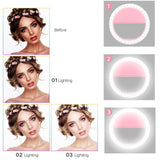 LinkStyle Selfie Ring Light for Camera, Rechargeable LED Selfie Light 3-Level Brightness Compatible with iPhone Xs/XS Max/XR/X/8/7/7 Plus/6 Plus/6S Plus Samsung Galaxy S8/S8 Plus S7 S6 Edge-Pink