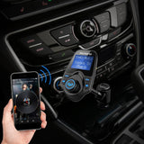 VicTsing Bluetooth FM Transmitter, Wireless in-Car Radio Transmitter Adapter/w USB Port, Support AUX Input 1.44 Inch Display TF Card Slot - Black