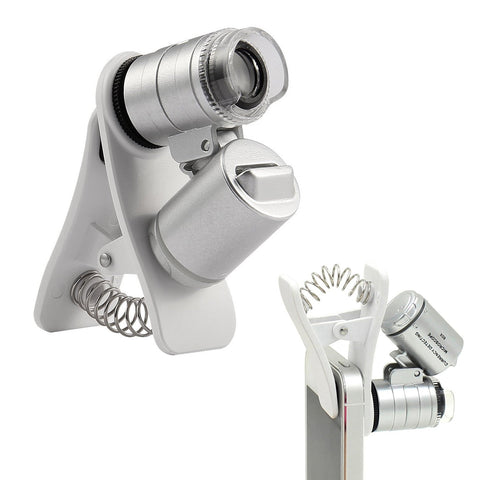 KINGMAS 60X Clip-On Microscope Magnifier Universal Lens with LED/UV Lights for iPhone 7 6s 6, Samsung, LG and More Smartphones