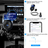 Bluetooth FM Transmitter, ELEGIANT FM Transmitter Radio Adapter Hands-Free Car Kit with 1.4 Inch Display,Supports TF Card Slot & Dual USB Charging Ports,Safe Driving with One Key Control - Black