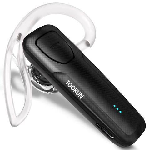 TOORUN Bluetooth Headset 10 Hours Playing Time with Voice Reminder and Noise Cancelling Mic Compatible with Android and iOS Smart Phones-Black