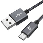 RAMPOW Micro USB Cable Android, [6.5ft] Sync and Fast Charging, Nylon Braided Samsung USB Cable - Android Charger Cable Compatible Samsung Galaxy S7/S6/J7, Moto, Kindle, PS4 and more - Space Gray