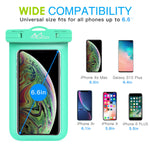 MoKo Waterproof Phone Pouch [2 Pack], Underwater Phone Case Dry Bag with Lanyard Compatible with iPhone X/Xs/Xr/Xs Max, 8/7/6s Plus, Samsung Galaxy S9/S8 Plus, S7 Edge, Note 9/8 - Blue + Green