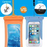 Waterproof Phone Pouch, 3 Pack Cambond Universal Floating Waterproof Phone Case iPhone Pouch Cell Phone Dry Bag Transparent PVC with Durable Lanyard for Device up to 6.5 inch, Blue Orange Black