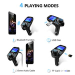 Bluetooth FM Transmitter for Car, TopElek Wireless Radio Transmitter Adapter with Power Off Function, Hands-Free Car Kit Charger, 1.44'' LCD Diaplay, Music Player, 2 USB Ports, AUX In/Out, TF Card