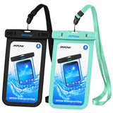 Mpow Universal Waterproof Case, IPX8 Waterproof Phone Pouch Dry Bag Compatible for iPhone Xs Max/Xs/Xr/X/8/8plus/7/7plus/6s/6/6s Plus Galaxy s10/s9/s8 Note 9/8 Google Pixel HTC12 (Black+Blue 2-Pack)