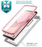 Samsung Galaxy S9+ Plus case, i-Blason [Ares] Full-Body Rugged Clear Bumper Case with Built-in Screen Protector for Samsung Galaxy S9+ Plus 2018 Release (Pink)