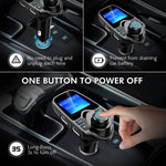 Bluetooth FM Transmitter for Car, TopElek Wireless Radio Transmitter Adapter with Power Off Function, Hands-Free Car Kit Charger, 1.44'' LCD Diaplay, Music Player, 2 USB Ports, AUX In/Out, TF Card