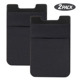 SHANSHUI Phone Card Holder, Double Slots Secure Lycra Spandex Slim Adhesive Stretchy Credit Card Holder Case Stick On Pouch for Smart Phones (Black) - 2 Packs