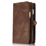 Leather Wallet Magnetic Phone Case Detachable Case with Card Holder Flip Cover for IPhone XS, Brown