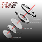 Phone Ring Holder Finger Kickstand - FITFORT 360° Rotation Metal Ring Grip for Magnetic Car Mount Compatible with All Smartphone-Sliver