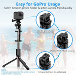 Selfie Stick Bluetooth, KUSKY 4-in-1 Extendable Selfie Stick Tripod with Wireless Remote Shutter for iPhone X/8/8P/7/7P/6s/6P, Galaxy S9/S9 Plus/S8/S7/ S6/S5/Note 8, Google, Huawei and More (Black)