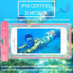 Universal Waterproof Phone Pouch, Large Phone Waterproof Case Underwater Dry Bag for iPhone X,Xs XR XS MAX, 8, 7, 6 Plus, SE, Galaxy S9+ S8+ S7 S6 LG with Case,Soft TPU Pouch for all Home Button, Pink