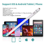 Stylus Pen for Apple iPad - Capacitive Rechargeable Styli with 1.5mm Ultra Fine Tips Active Electronic Pencil for Apple iPad/iPhone/iPad Pro/Samsung Tablet with Replaceable Cap (17cm, White)